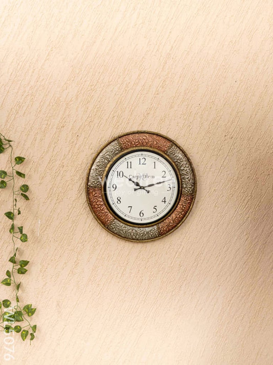 Wall Clocks - Embossed Brass with Floral Design - 18 inch - WL5076