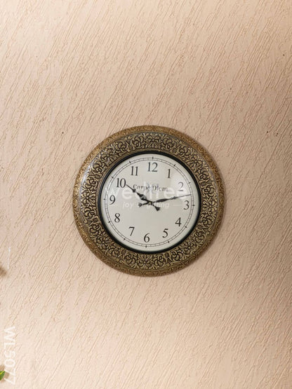 Wall Clocks - Embossed Brass with Floral Design - 18 inch - WL5077