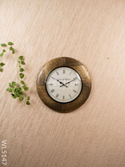 Wall Clocks - Embossed Brass with Floral Design - 18 inch - WL5147