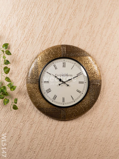 Wall Clocks - Embossed Brass with Floral Design - 18 inch - WL5147