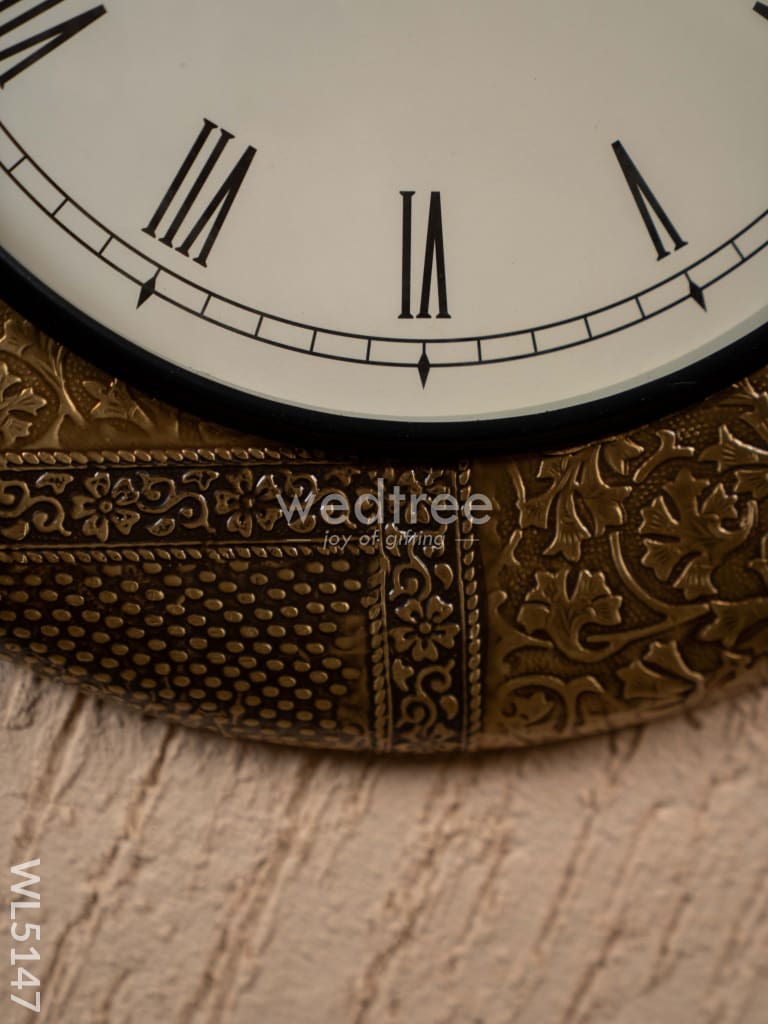 Wall Clocks - Embossed Brass with Floral Design - 18 inch - WL5147