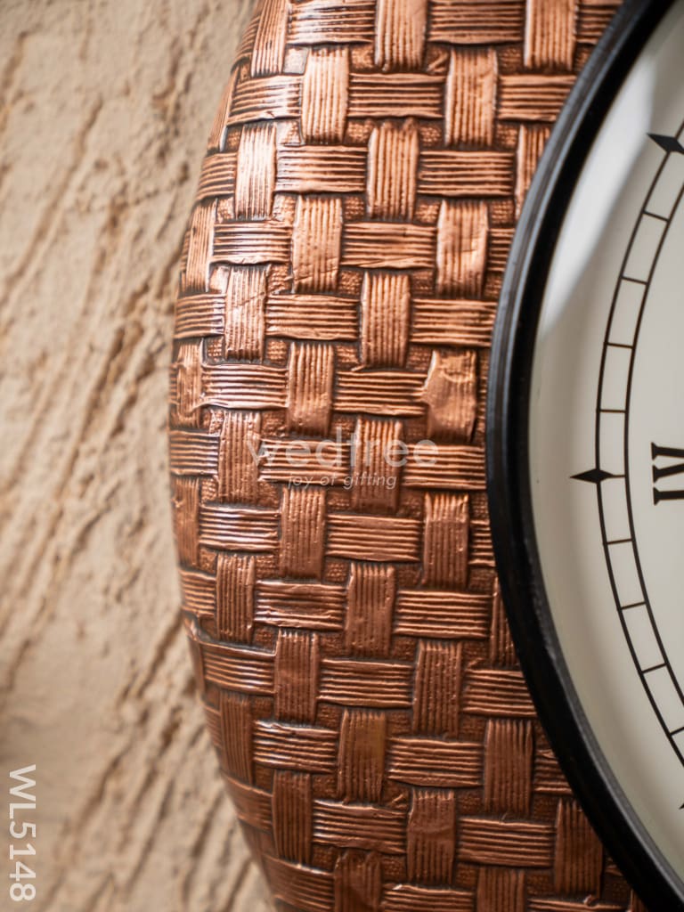 Wall Clocks - Embossed Brass with Floral Design - 18 inch - WL5148