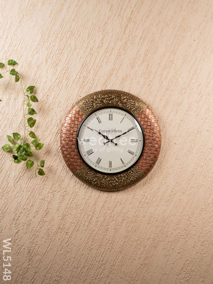 Wall Clocks - Embossed Brass with Floral Design - 18 inch - WL5148
