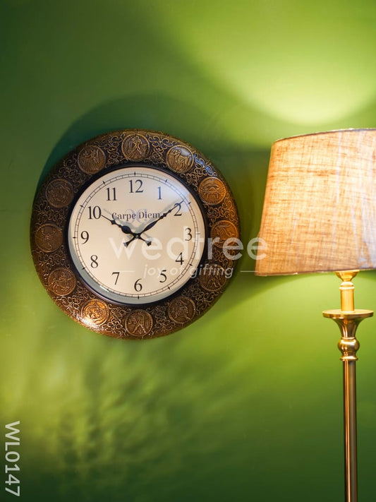 Wall clocks -Embossed brass with zodiac signs (18 inches) - WL0147