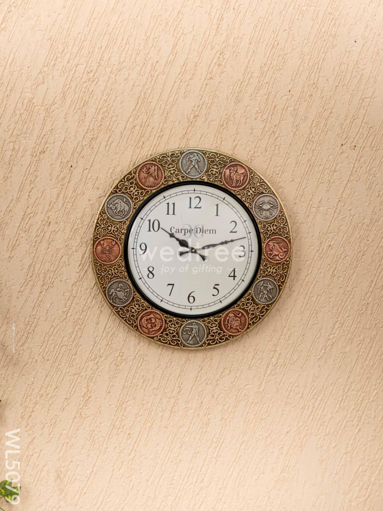 Wall clocks -Embossed brass with Zodiac signs - 18 inches - WL5079