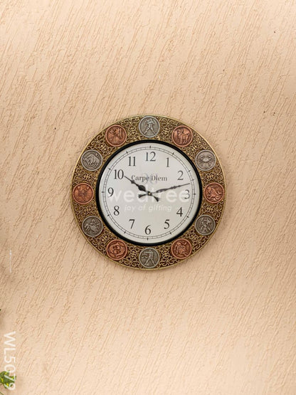 Wall clocks -Embossed brass with Zodiac signs - 18 inches - WL5079