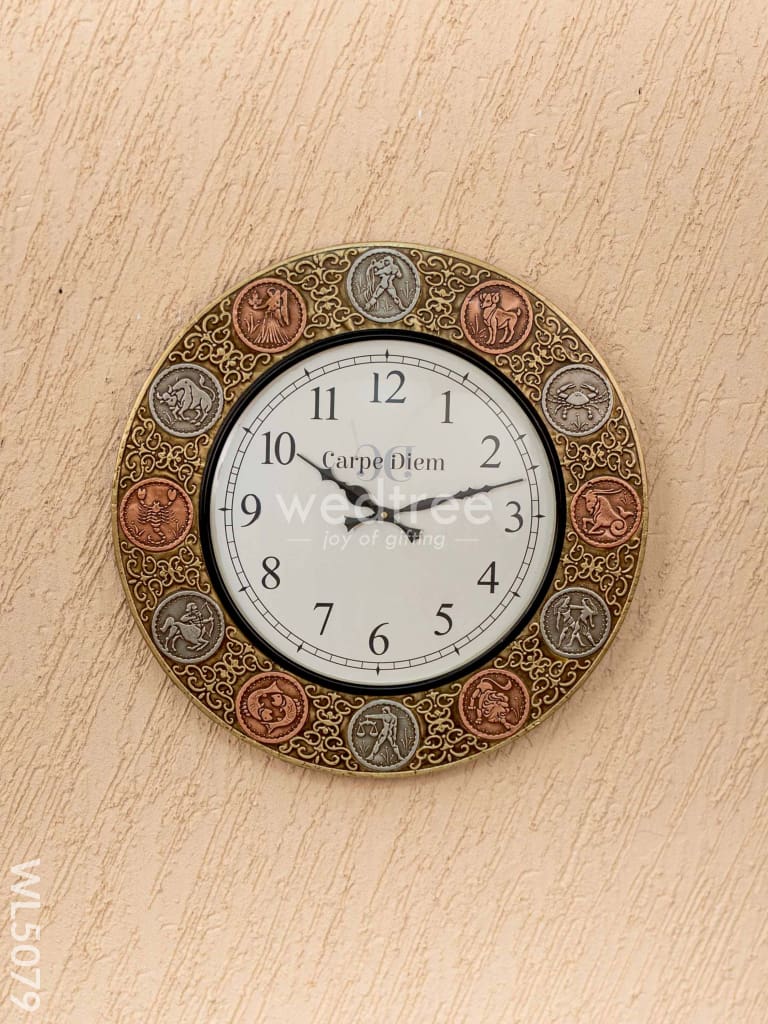 Wall clocks -Embossed brass with Zodiac signs - 18 inches - WL5079