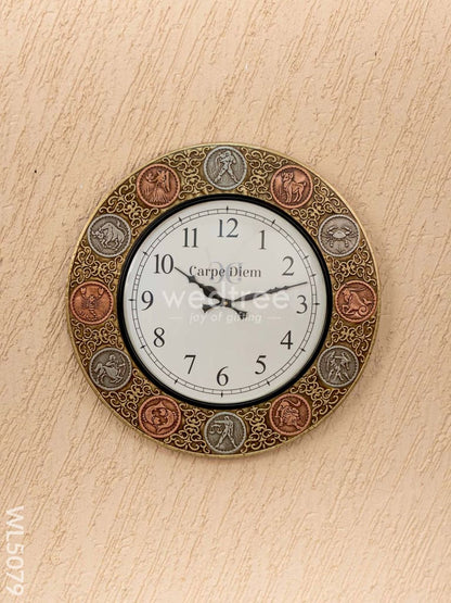 Wall clocks -Embossed brass with Zodiac signs - 18 inches - WL5079