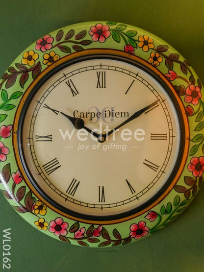 Wall clocks -Hand painted with floral design (12 inches) - WL0162