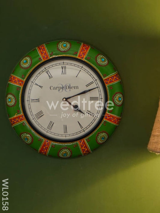 Wall clocks - Hand painted with Green and red floral design (12 inch) - WL0158