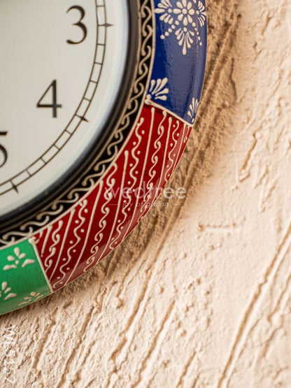 Wall Clocks - Painted with Floral Design - 12 inch - WL5157