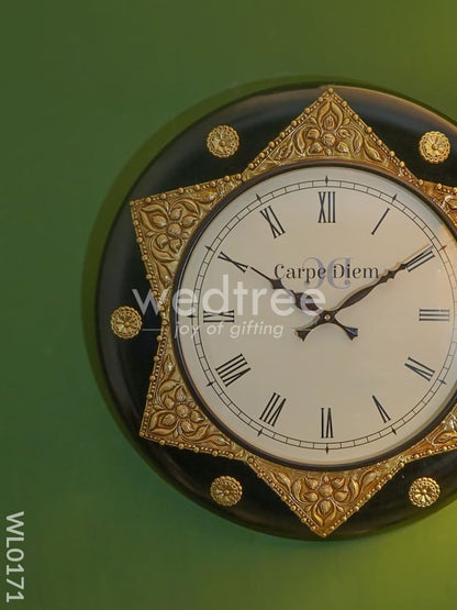 Wall clocks - Polished brass in black base (18 inch) - WL0171