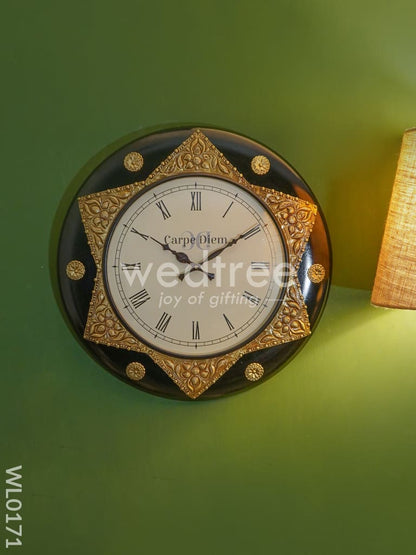 Wall clocks - Polished brass in black base (18 inch) - WL0171