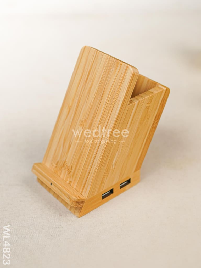 Wangari - Bamboo Wireless Charger with Pen Stand & USB - 15W - WL4823