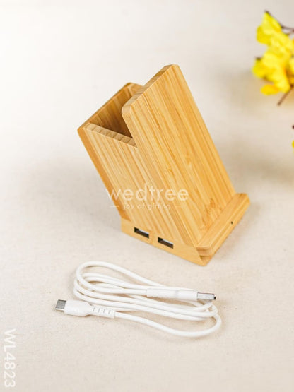Wangari - Bamboo Wireless Charger with Pen Stand & USB - 15W - WL4823