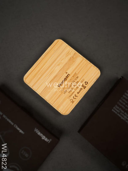 Wangari - Bamboo Wireless Charger with USB - 15W - Pine - WL4822