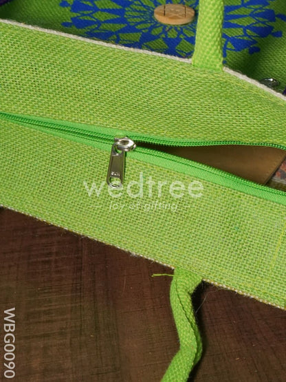 Warli Printed Jute Bag with Horizontal Stripes - WBG0090