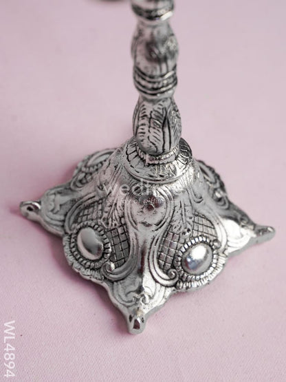 White Metal Annapakshi Kuthu Vilaku with Diya - 16 inch - WL4894