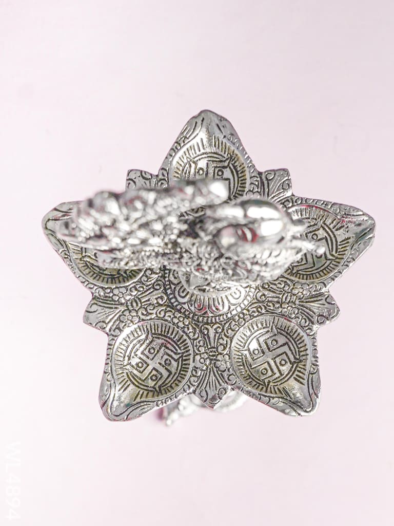 White Metal Annapakshi Kuthu Vilaku with Diya - 16 inch - WL4894