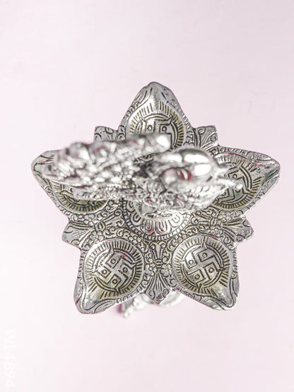 White Metal Annapakshi Kuthu Vilaku with Diya - 16 inch - WL4894