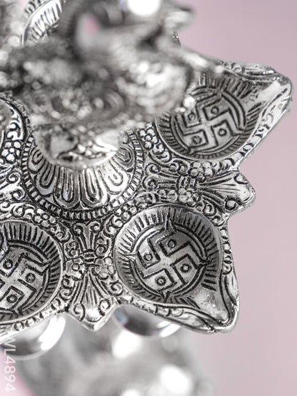 White Metal Annapakshi Kuthu Vilaku with Diya - 16 inch - WL4894