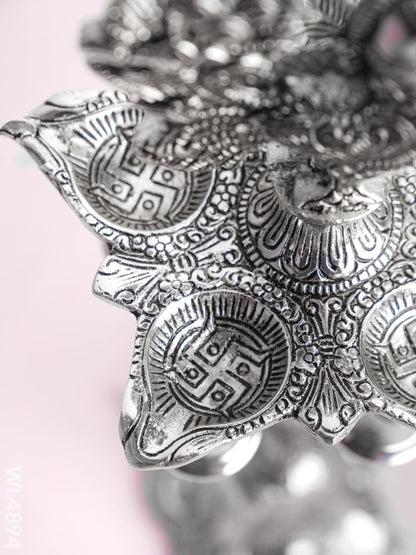 White Metal Annapakshi Kuthu Vilaku with Diya - 16 inch - WL4894