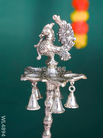 White Metal Annapakshi Kuthu Vilaku with Diya - 16 inch - WL4894