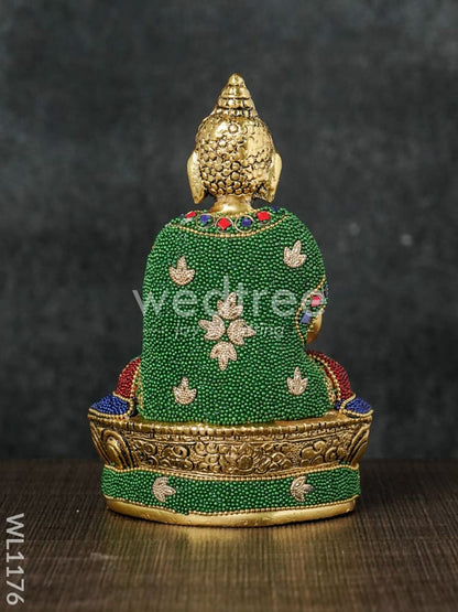 White Metal Buddha with Stone Work - WL1176