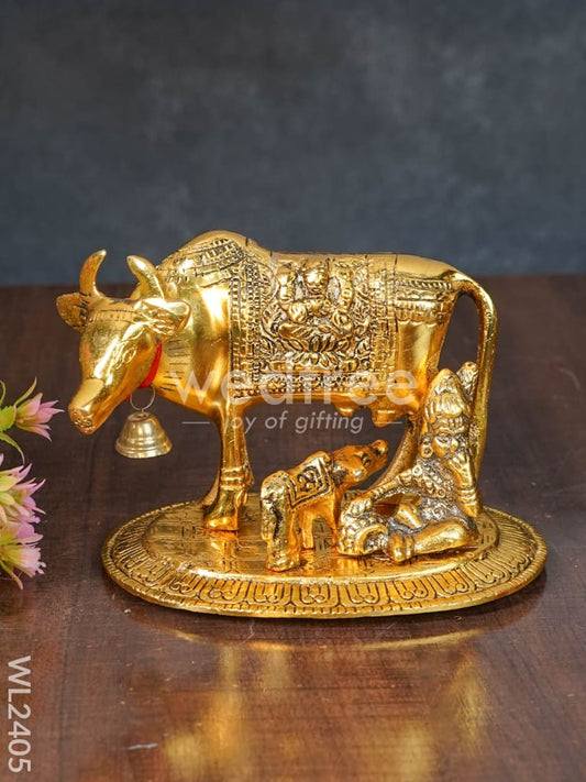 White Metal Cow and Calf - Krishna - WL2405