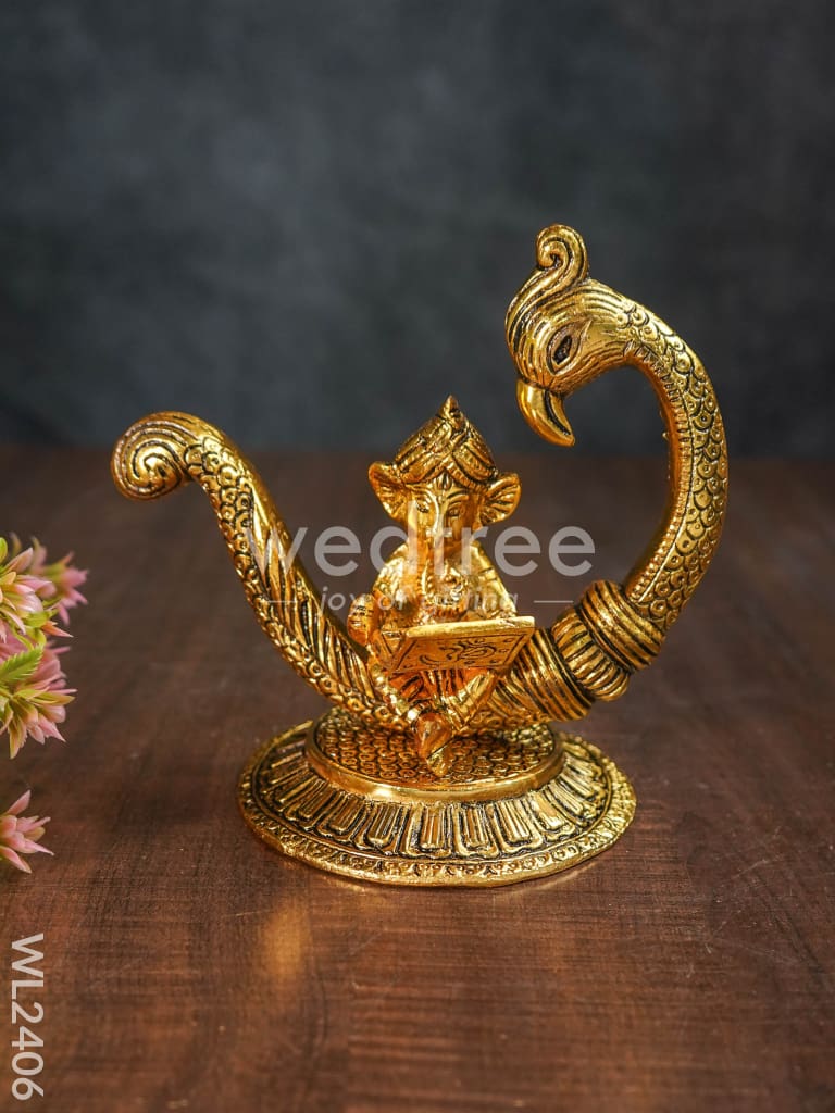 White Metal Ganesha with Laptop - WL2406