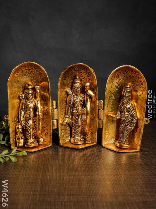 White Metal Gold Finish Ram Darbar Folding Type - W4626 Metal