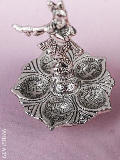 White Metal Krishna with Diya - WBG1619