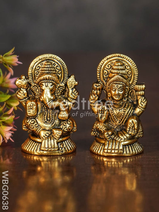 White Metal Lakshmi-Ganesha Idol  - WBG0638