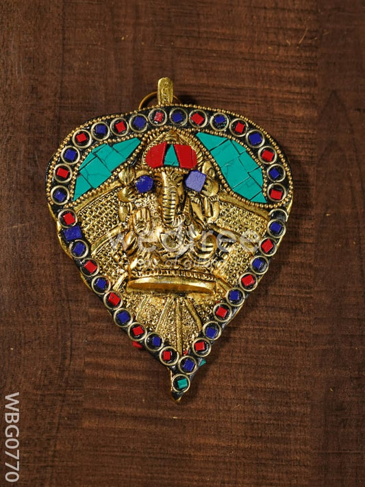 White Metal Leaf Ganesha - WBG0770
