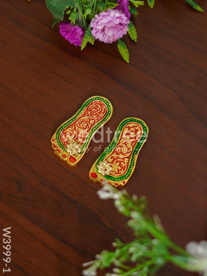 White metal Meenakari Paduka - W3999