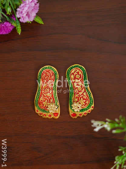 White metal Meenakari Paduka - W3999