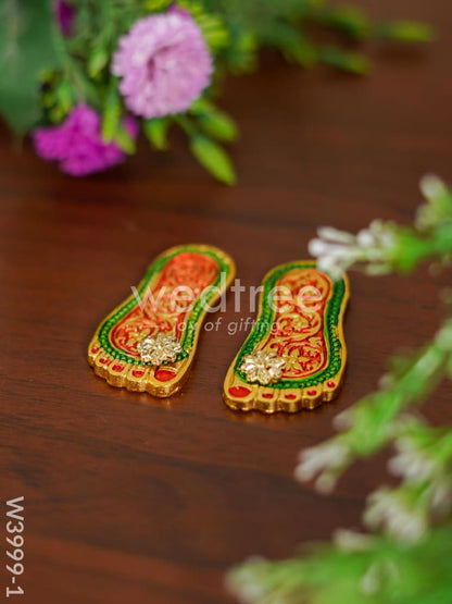 White metal Meenakari Paduka - W3999