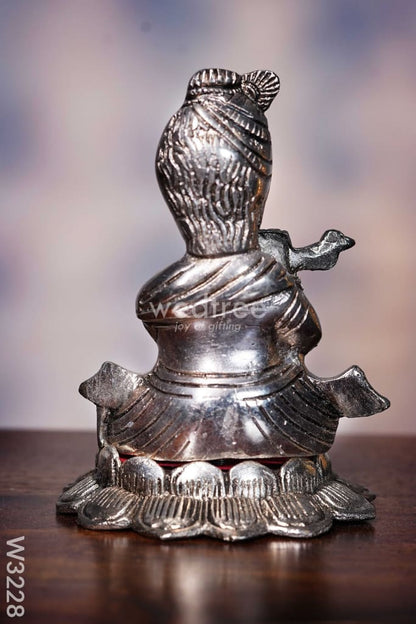 White metal Oxidised Bal Krishna on Lotus - W3228