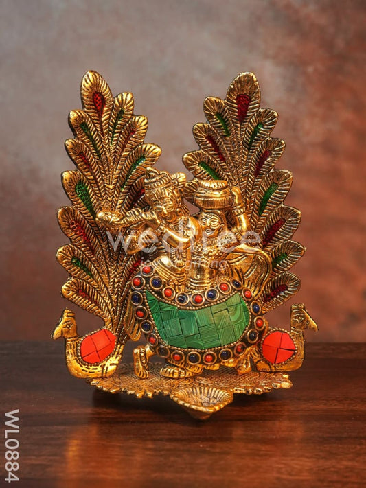 White Metal Radhe Krishna in Oxidised Finish  - WL0884