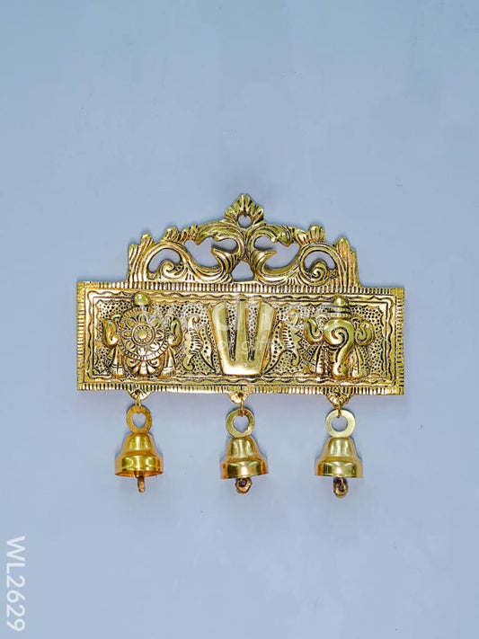 White Metal Shank Chakra Naama Hanging with Bells - WL2629