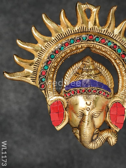 White Metal Surya Kiran Ganesha with Stone Work - Small - WL1173