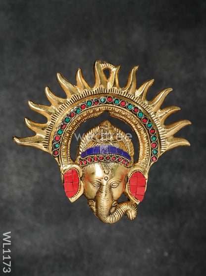 White Metal Surya Kiran Ganesha with Stone Work - Small - WL1173
