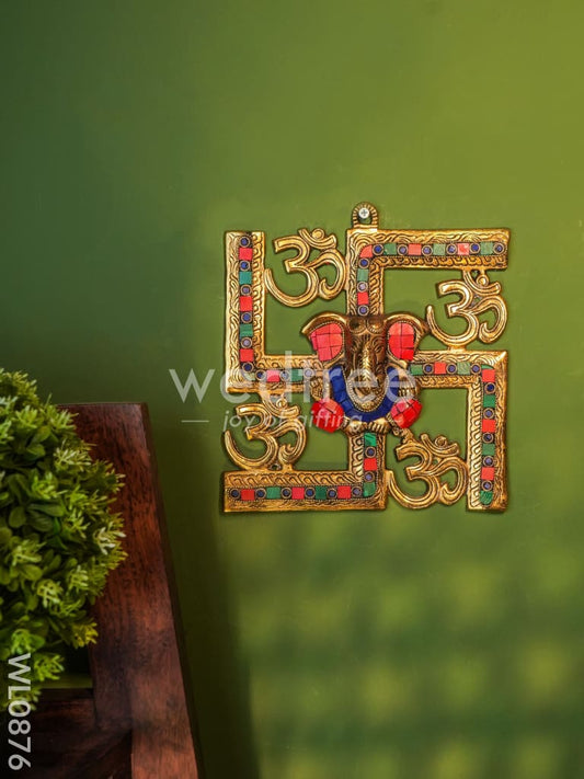 White Metal Swastik Ganesh with gold Finish - WL0876