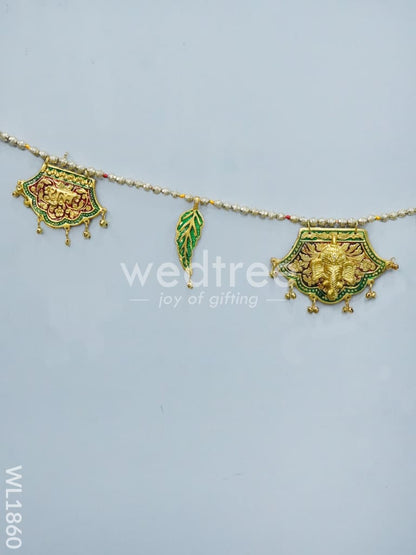 White Metal Thoran - Embossed Ganesha Face Motif - WL1860