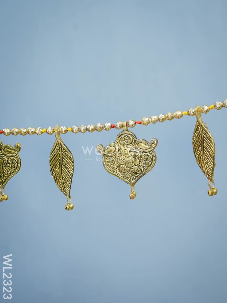 White Metal Thoran - Embossed Ganesha & Leaf - WL2323
