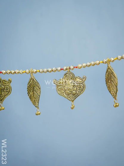 White Metal Thoran - Embossed Ganesha & Leaf - WL2323