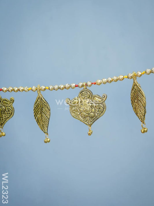 White Metal Thoran - Embossed Ganesha & Leaf - WL2323