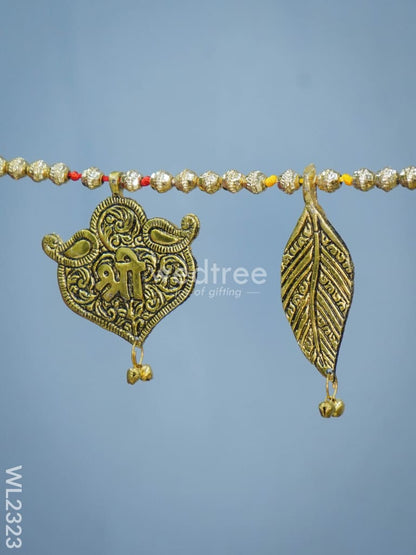 White Metal Thoran - Embossed Ganesha & Leaf - WL2323