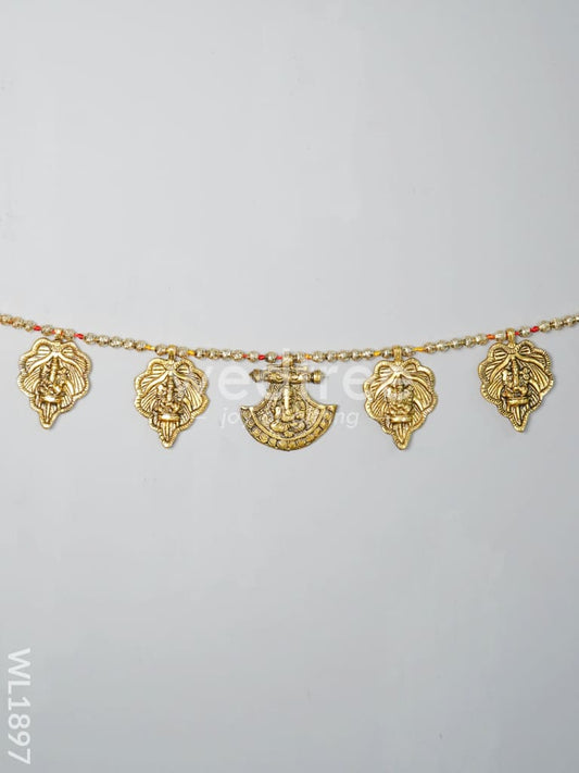 White Metal Thoran - Ganesh Motifs (Antique Gold Finish) - WL1897