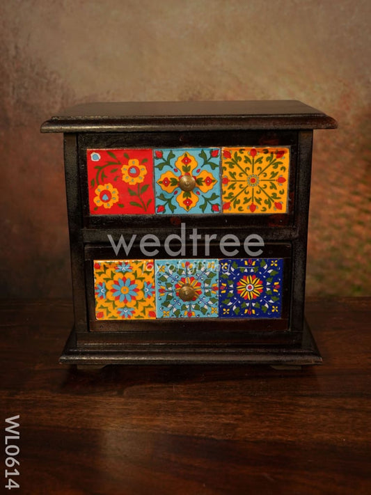 Wooden 2 layered tile drawer box - WL0614